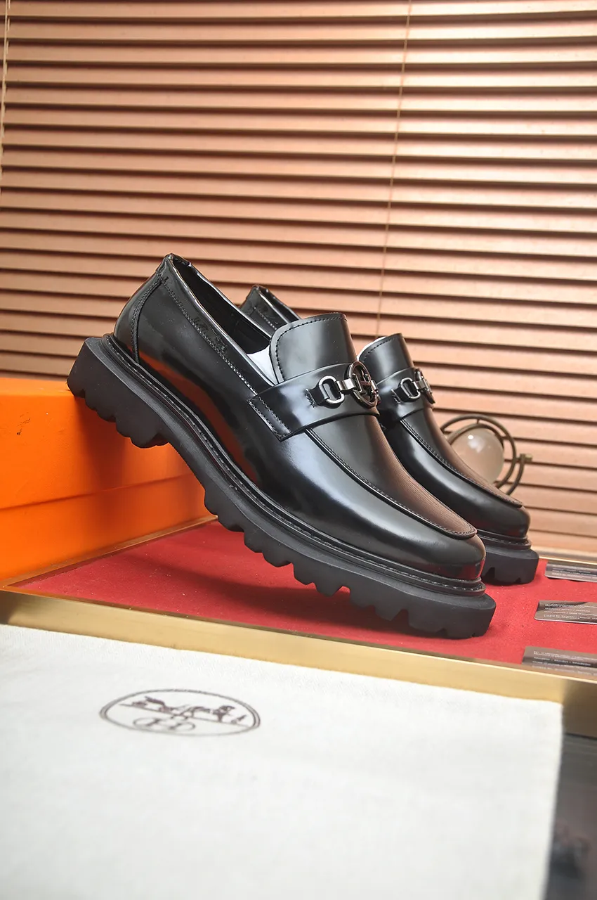 Men's men's shoes 💰720💶【[Hermes HERMES】】(High-end Niuli) New 🍀 HERMES - top version of classic casual leather shoes! Made of imported original cowhide, the inner top layer is comfortable cowhide lining! Original wear-resistant rubber foam outsole! High quality products! Code number 38-45 (45 customized)